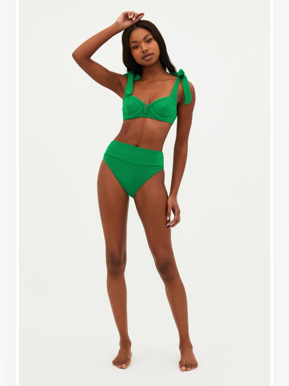 NWT beach riot SET high waisted bottoms underwire top green French terry
